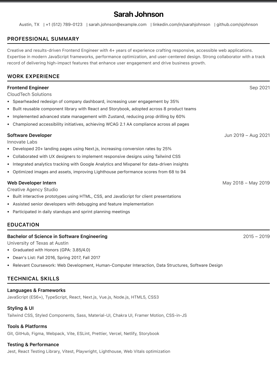 Resume Builder Preview